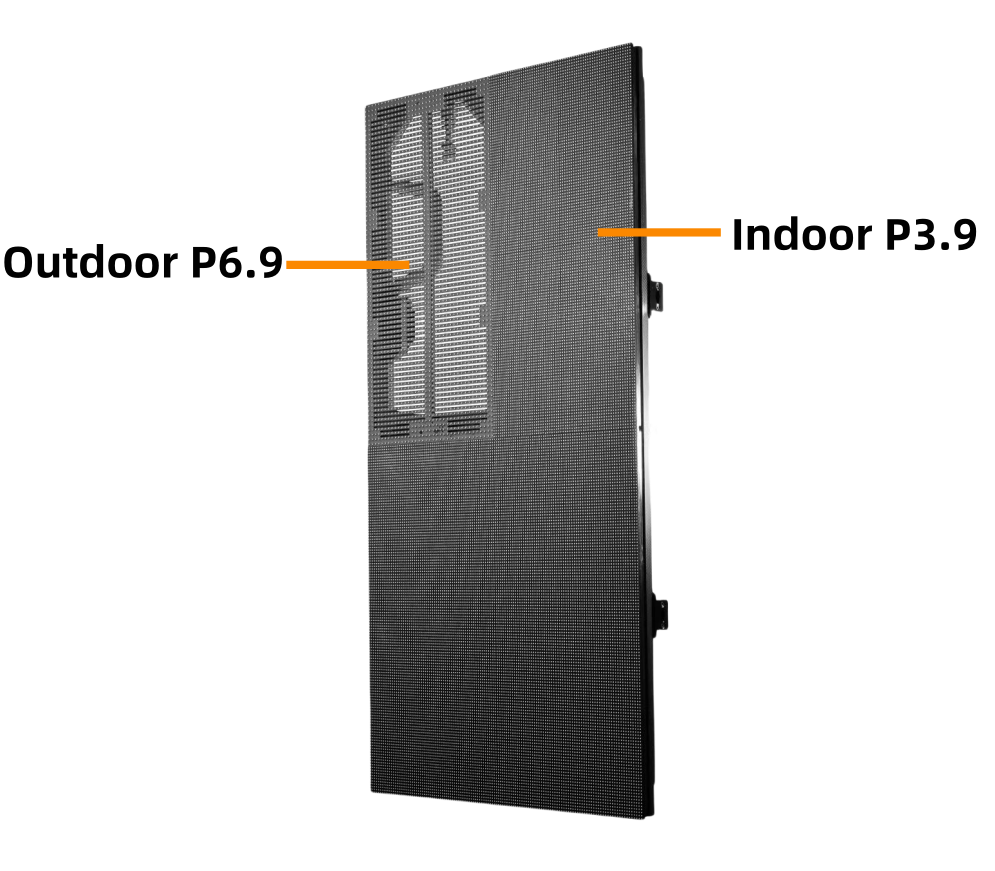 Comparison of P6.9 point pitch and P3.9 point pitch transparent led display, P6.9 transparent led display has higher transmittance rate.
