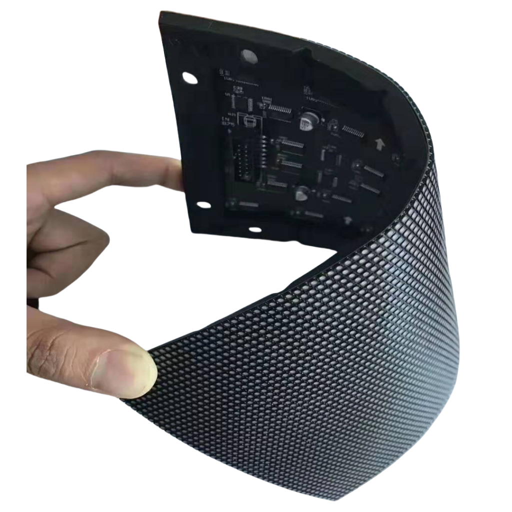 The led flexible module can be bent arbitrarily, and can make various shapes of led display with the cabinet design.