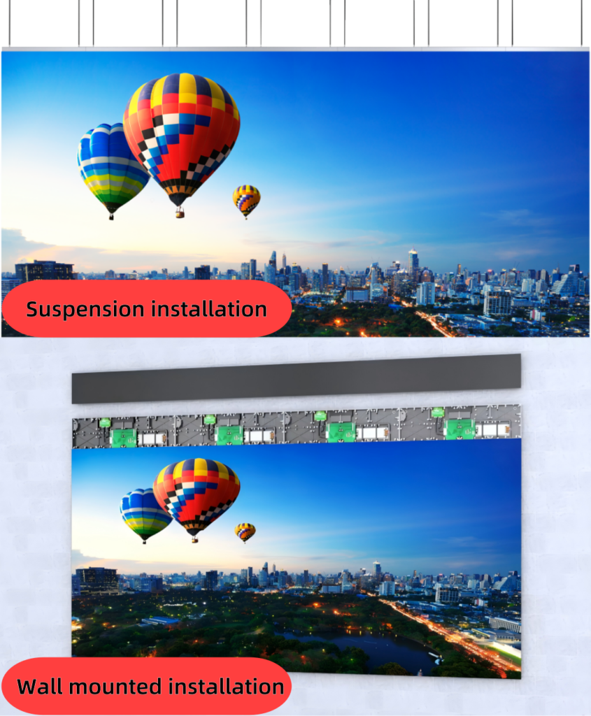 UHD series support hanging and back mounting, supporting the installation of led displays in different scenes.