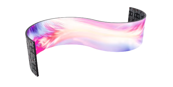 Large curved led display composed of flexible led display cabinet.
