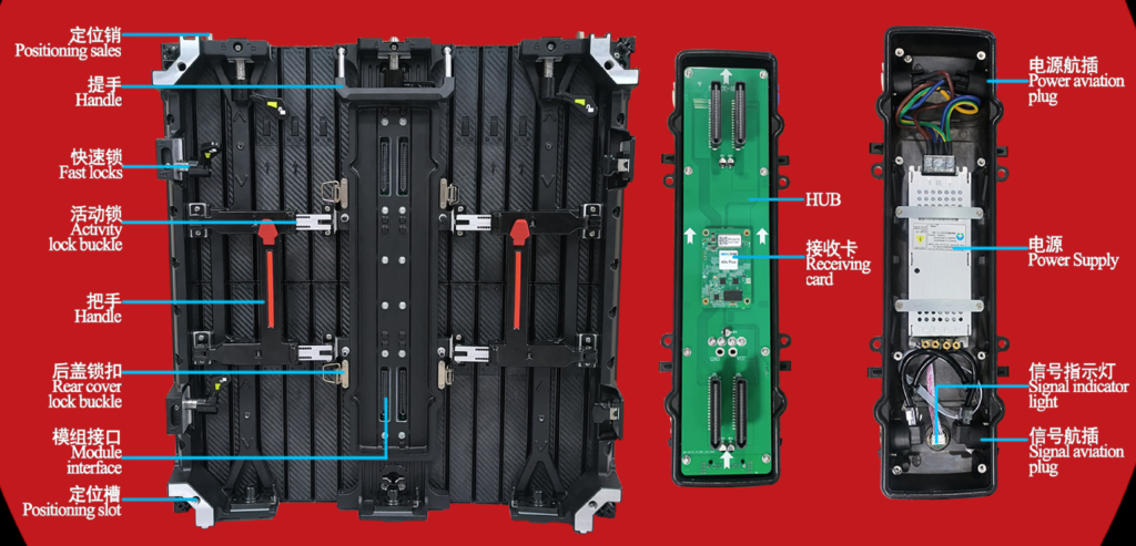 Flexible led display cabinet internal structure detailed display.