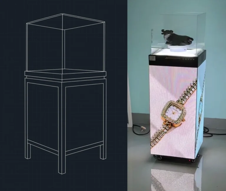 led display case and drawing